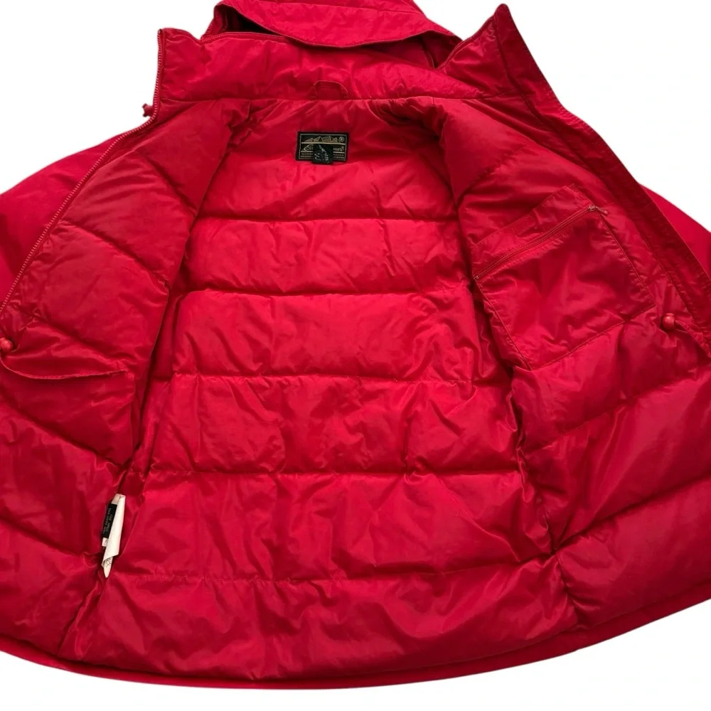 Vintage 90s Eddie Bauer Goose Down Red Snow Insulated Heavy Hooded Jacket Medium - Picture 10 of 15